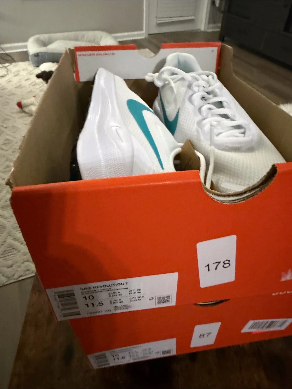 Nike Women’s White Running Sneakers with Teal Swoosh